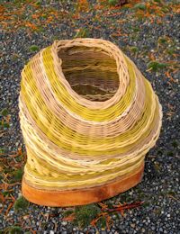 Salt Spring Island basketry with cedar smoked reed and fibre rush